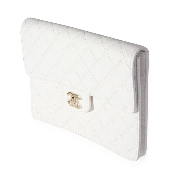 Chanel White Quilted Caviar Classic Flap Case - Picture 2 of 7